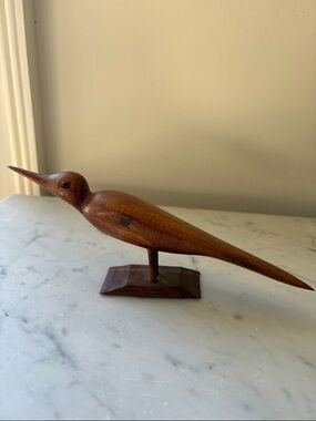 Hand-carved mid-century Wooden Bird Figurine